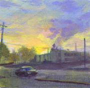 Streetside sunset view